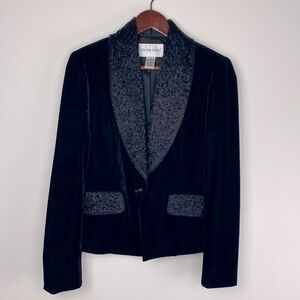 Victor Costa Elegant Black Velvet Blazer